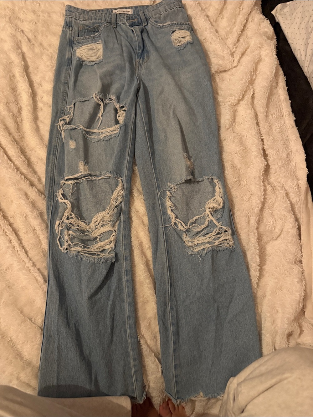 Flying Monkey Light Blue Distressed Wide-Leg Women’s Jeans - 27